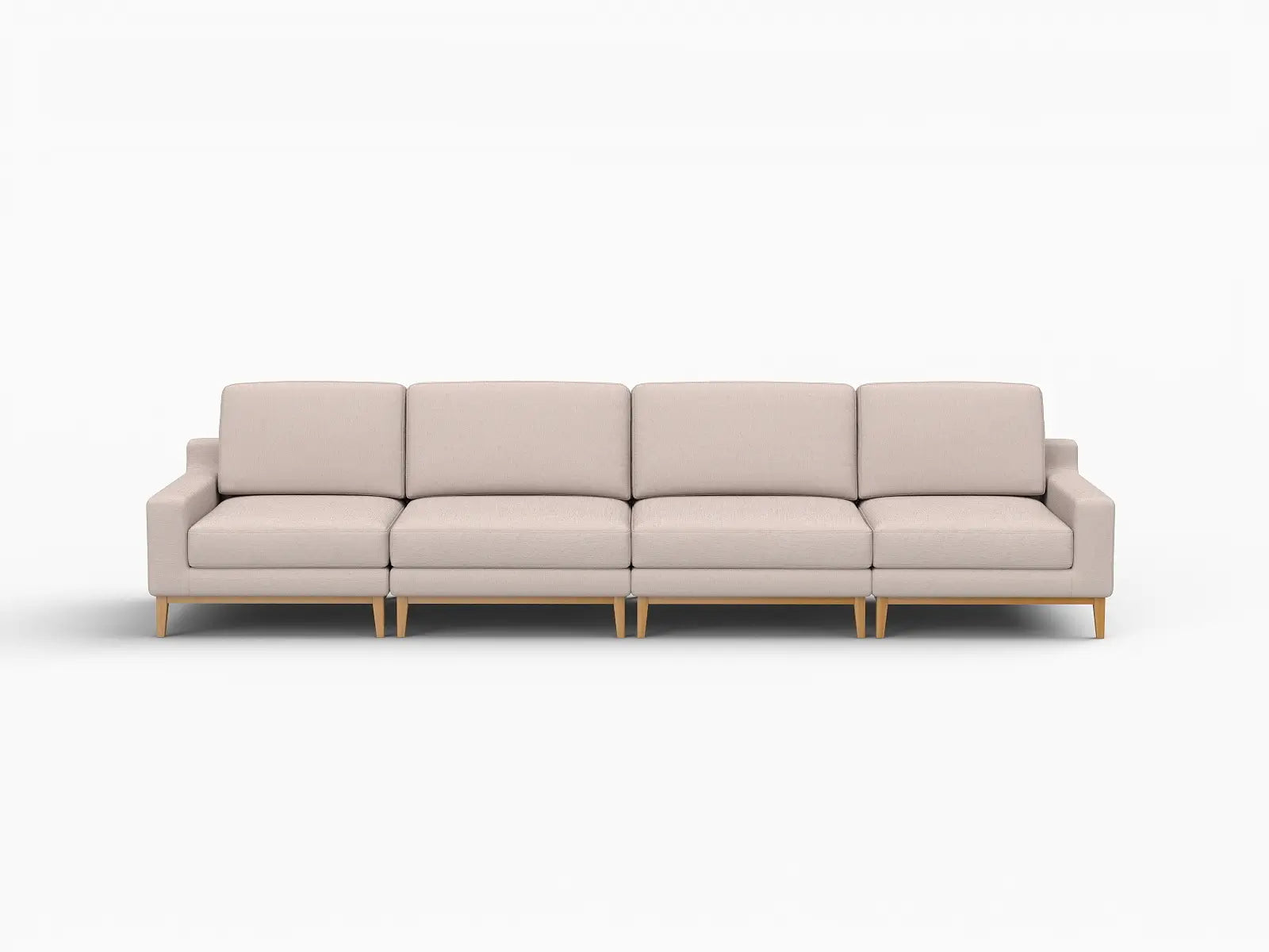 Deluxe Cloud 4-Seater Khaki Couch Sectional | 4-Piece, Linen Look Poly Fabric, Washable Cushion Covers