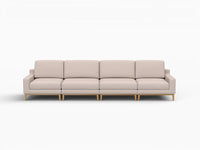 Deluxe Cloud 4-Seater Khaki Couch Sectional | 4-Piece, Linen Look Poly Fabric, Washable Cushion Covers