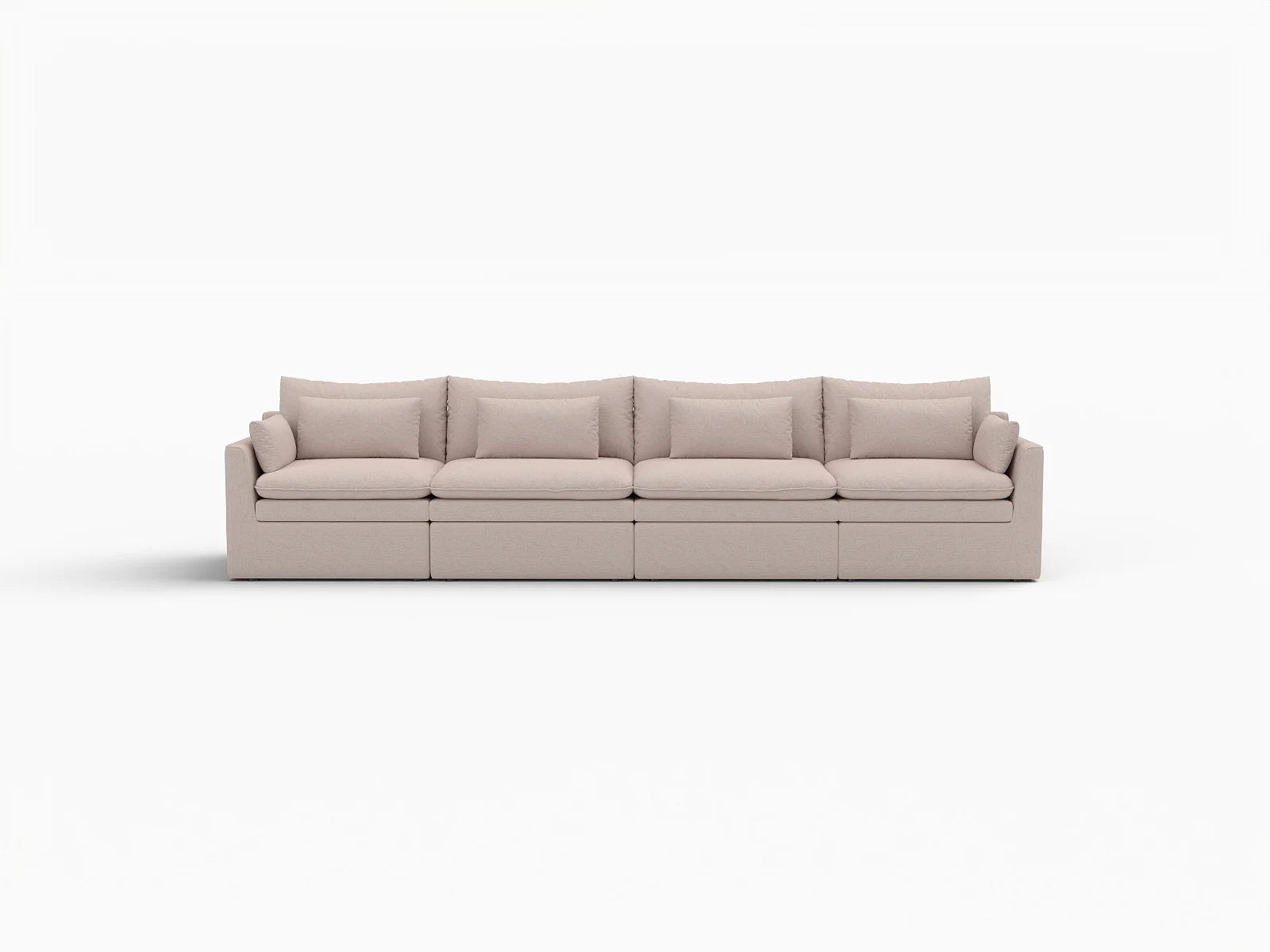 Deluxe Cloud 4-Seater Khaki Couch Sectional | 4-Piece, Linen Look Poly Fabric, Washable Cushion Covers