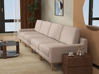 Deluxe Cloud 4-Seater Khaki Couch Sectional | 4-Piece, Linen Look Poly Fabric, Washable Cushion Covers