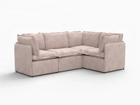 Deluxe Cloud 4-Seater Khaki L-Shaped Sectional | 4-Piece, Linen Look Poly Fabric, Washable Cushion Covers