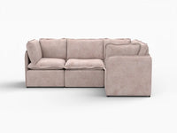 Deluxe Cloud 4-Seater Khaki L-Shaped Sectional | 4-Piece, Linen Look Poly Fabric, Washable Cushion Covers