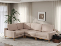 Deluxe Cloud 4-Seater Khaki L-Shaped Sectional | 4-Piece, Linen Look Poly Fabric, Washable Cushion Covers