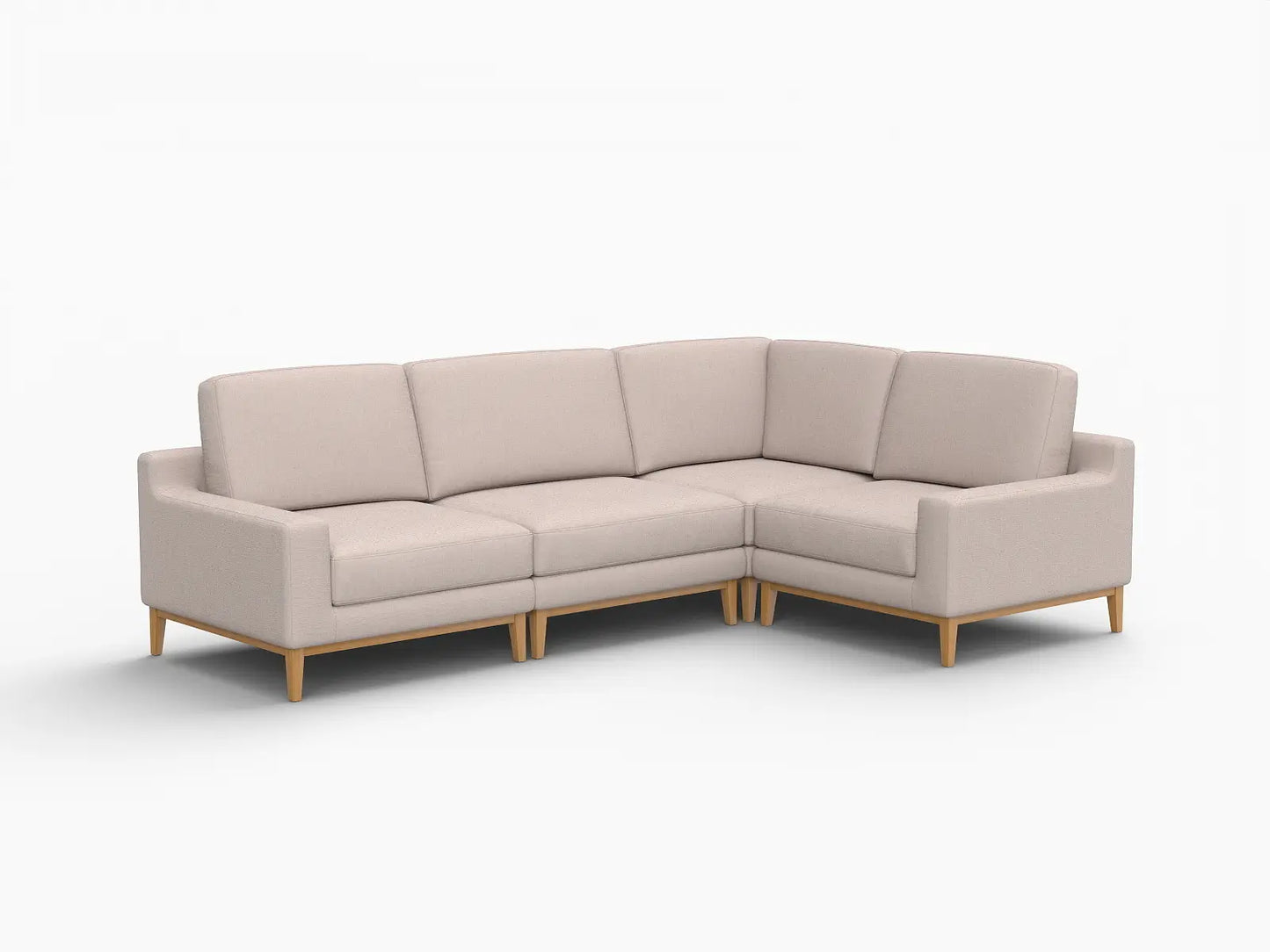 Deluxe Cloud 4-Seater Khaki L-Shaped Sectional | 4-Piece, Linen Look Poly Fabric, Washable Cushion Covers