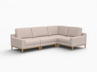Deluxe Cloud 4-Seater Khaki L-Shaped Sectional | 4-Piece, Linen Look Poly Fabric, Washable Cushion Covers