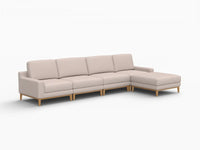 Deluxe Cloud 4-Seater Khaki L-Shaped Sectional | 5-Piece (Includes 1 Ottoman), Linen Look Poly Fabric, Washable Cushion Covers