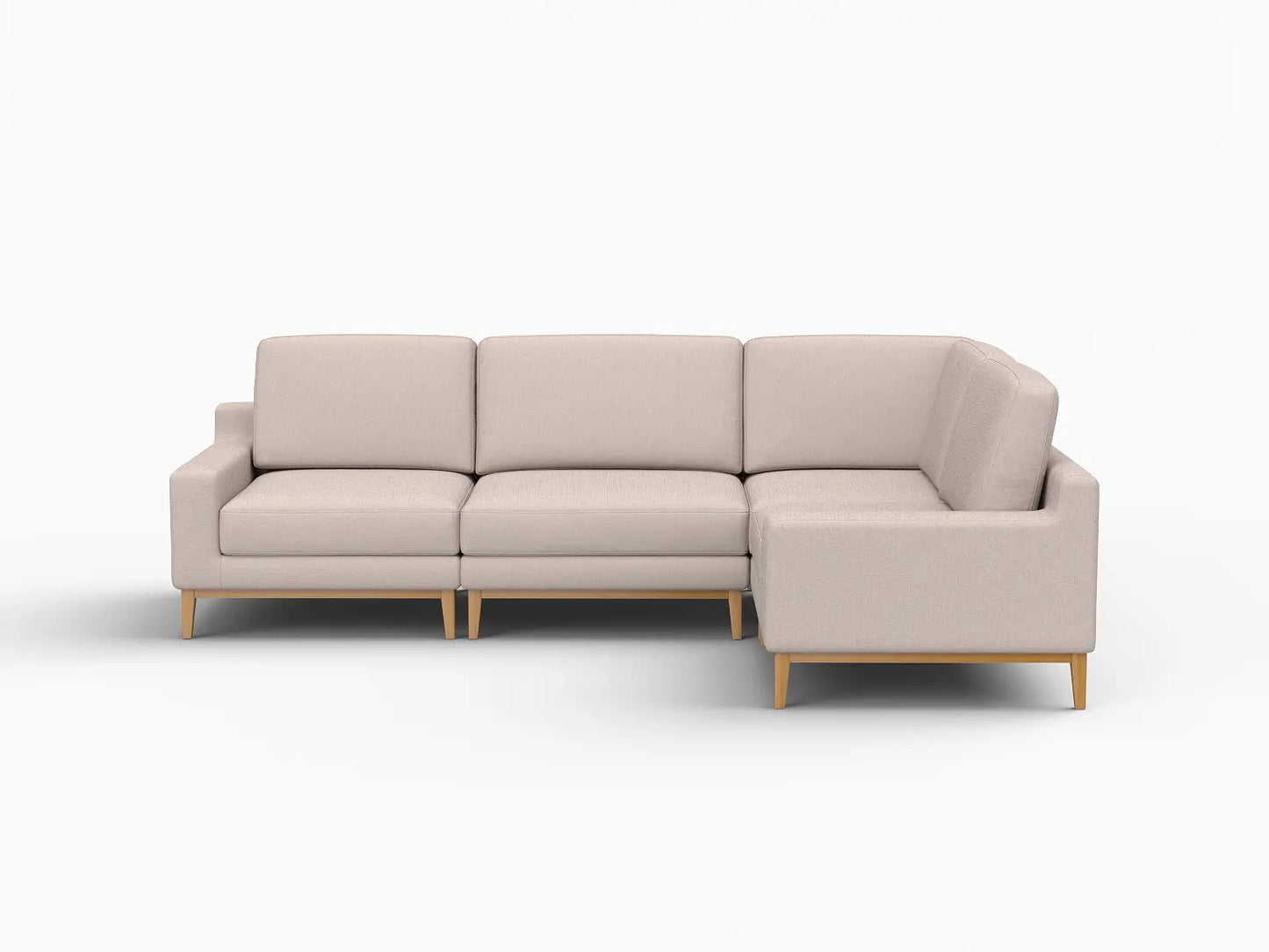 Deluxe Cloud 4-Seater Khaki L-Shaped Sectional | 4-Piece, Linen Look Poly Fabric, Washable Cushion Covers