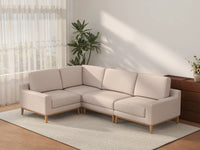 Deluxe Cloud 4-Seater Khaki L-Shaped Sectional | 4-Piece, Linen Look Poly Fabric, Washable Cushion Covers