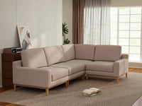 Deluxe Cloud 4-Seater Khaki L-Shaped Sectional | 4-Piece, Linen Look Poly Fabric, Washable Cushion Covers