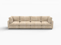 Deluxe Cloud 4-Seater Khaki Large Space Couch Sectional | 4-Piece, Linen-Blend Chenille Fabric, Easy To Clean