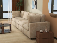 Deluxe Cloud 4-Seater Khaki Large Space Couch Sectional | 4-Piece, Linen-Blend Chenille Fabric, Easy To Clean