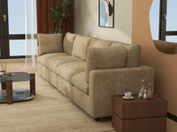 Sofá Seccional Grande de 4 Plazas Cloud Deluxe Color Caqui | De 4 Piezas, Tela Chenille de Mezcla de Lino, Fácil de Limpiar