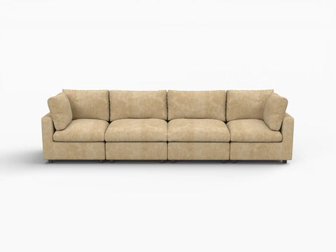 Lounge Cloud Sectional Sofa Covers | Khaki Linen-Blend Chenille Sofa Cover for 4-Seater