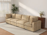 Sofá Seccional Grande de 4 Plazas Cloud Deluxe Color Caqui | De 4 Piezas, Tela Chenille de Mezcla de Lino, Fácil de Limpiar