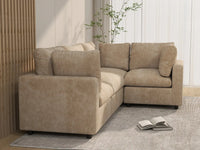 Deluxe Cloud 4-Seater Khaki Large Space L-Shaped Sectional | 4-Piece, Linen-Blend Chenille Fabric, Easy To Clean