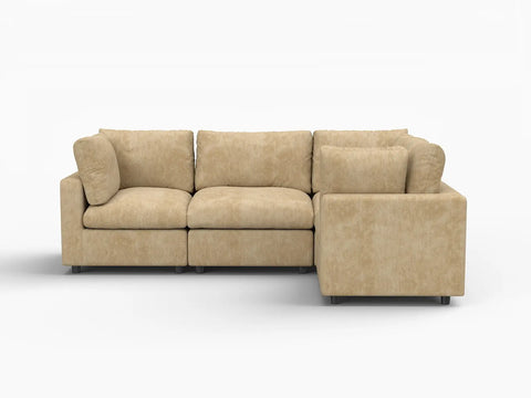 Lounge Cloud Sectional Sofa Covers | Khaki Linen-Blend Chenille Sofa Cover for 4-Seater