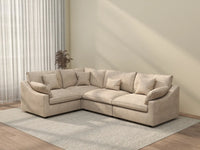 Deluxe Cloud 4-Seater Khaki Large Space Pit Sectional | 4-Piece, Chenille And Linen Fabric, Easy To Clean