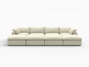Deluxe Premium Cloud Sectional Sofa Covers | Khaki Cotton and Linen Sofa Cover for 4-Seater with 4-Ottomans