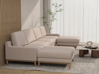 Deluxe Cloud 4-Seater Khaki U-Shaped Sectional | 6-Piece (Includes 2 Ottomans), Linen Look Poly Fabric, Washable Cushion Covers
