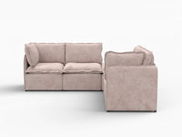 Deluxe Cloud 4-Seater Khaki V-Shaped Sectional | 5-Piece (Includes 1 Ottoman), Linen Look Poly Fabric, Washable Cushion Covers