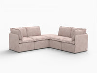 Deluxe Cloud 4-Seater Khaki V-Shaped Sectional | 5-Piece (Includes 1 Ottoman), Linen Look Poly Fabric, Washable Cushion Covers