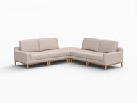 Deluxe Cloud 4-Seater Khaki V-Shaped Sectional | 5-Piece (Includes 1 Ottoman), Linen Look Poly Fabric, Washable Cushion Covers
