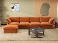 Deluxe Cloud 4-Seater L-Shaped Sofa with Storage | 5-Piece (includes 1 ottoman), Velvet Fabric, Washable Covers