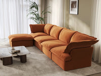 Deluxe Cloud 4-Seater L-Shaped Sofa with Storage | 5-Piece (includes 1 ottoman), Velvet Fabric, Washable Covers