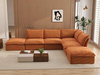 Deluxe Cloud 4-Seater Large L-Shaped Sofa | 6-Piece (includes 2 ottomans), Velvet Fabric, Storage Ottoman