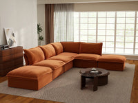 Deluxe Cloud 4-Seater Large L-Shaped Sofa | 6-Piece (includes 2 ottomans), Velvet Fabric, Storage Ottoman
