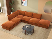 Deluxe Cloud 4-Seater Large L-Shaped Sofa | 6-Piece (includes 2 ottomans), Velvet Fabric, Storage Ottoman