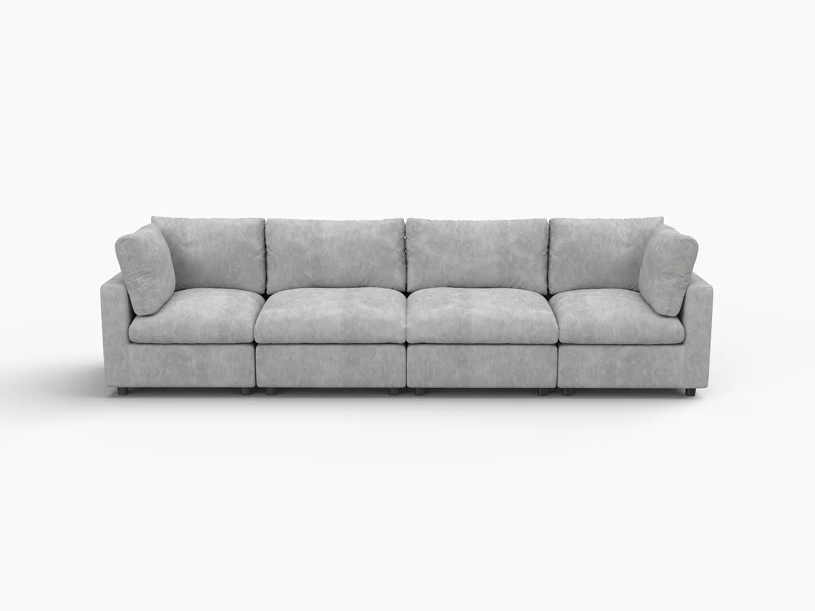 Seccional Sofá Deluxe Cloud de 4 Plazas Gris Claro | 4 Piezas, Tela de Chenilla con Mezcla de Lino, Fundas de Cojín Lavables