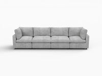 Seccional Sofá Deluxe Cloud de 4 Plazas Gris Claro | 4 Piezas, Tela de Chenilla con Mezcla de Lino, Fundas de Cojín Lavables