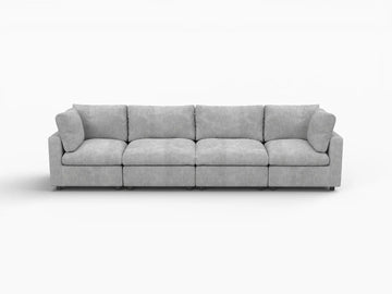 Fundas de sofá seccional Lounge Cloud | Funda de sofá de chenilla mezcla de lino gris claro para 4 plazas