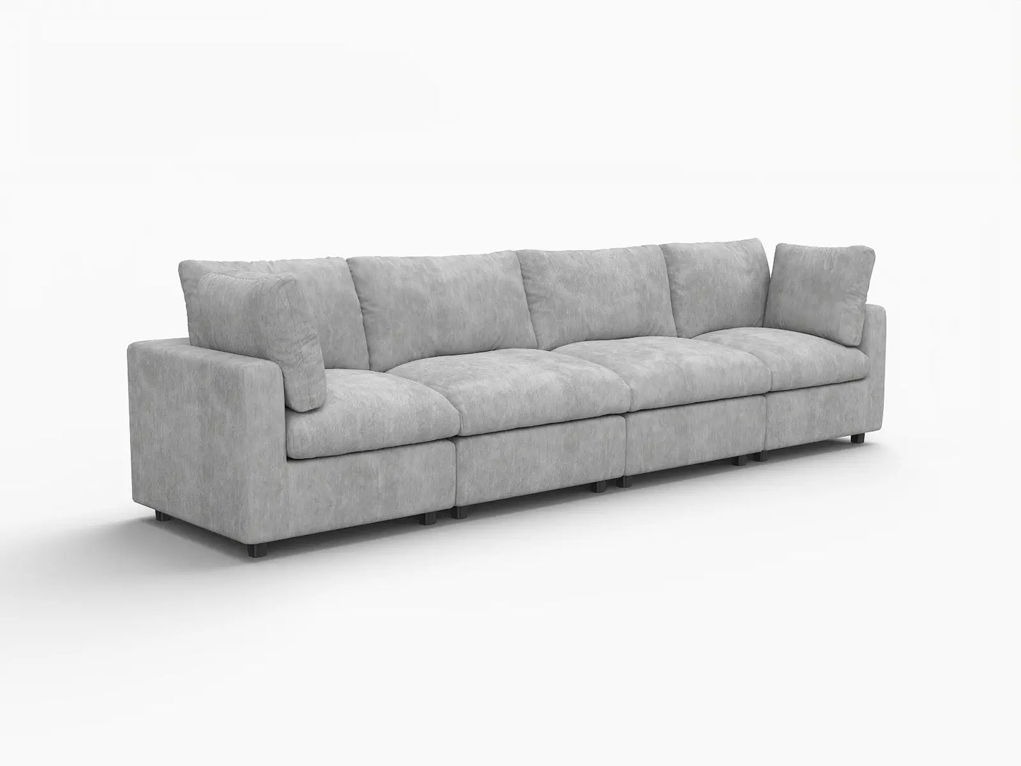 Seccional Sofá Deluxe Cloud de 4 Plazas Gris Claro | 4 Piezas, Tela de Chenilla con Mezcla de Lino, Fundas de Cojín Lavables