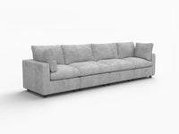 Seccional Sofá Deluxe Cloud de 4 Plazas Gris Claro | 4 Piezas, Tela de Chenilla con Mezcla de Lino, Fundas de Cojín Lavables