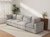 Seccional Sofá Deluxe Cloud de 4 Plazas Gris Claro | 4 Piezas, Tela de Chenilla con Mezcla de Lino, Fundas de Cojín Lavables