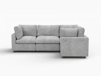 Sofá modular Deluxe Cloud de 4 plazas en forma de L, gris claro | 4 piezas, tela de chenilla mezcla de lino, fundas de cojín lavables