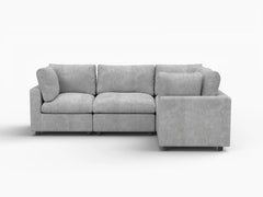 Fundas de sofá seccional Lounge Cloud | Funda de sofá de chenilla de lino mezclado gris claro para 4 asientos