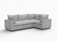 Sofá modular Deluxe Cloud de 4 plazas en forma de L, gris claro | 4 piezas, tela de chenilla mezcla de lino, fundas de cojín lavables