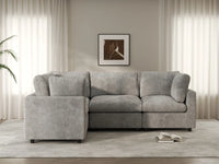 Sofá modular Deluxe Cloud de 4 plazas en forma de L, gris claro | 4 piezas, tela de chenilla mezcla de lino, fundas de cojín lavables