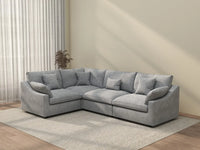 Deluxe Cloud 4-Seater Light Grey Large Space Pit Sectional | 4-Piece, Chenille And Linen Fabric, Easy To Clean