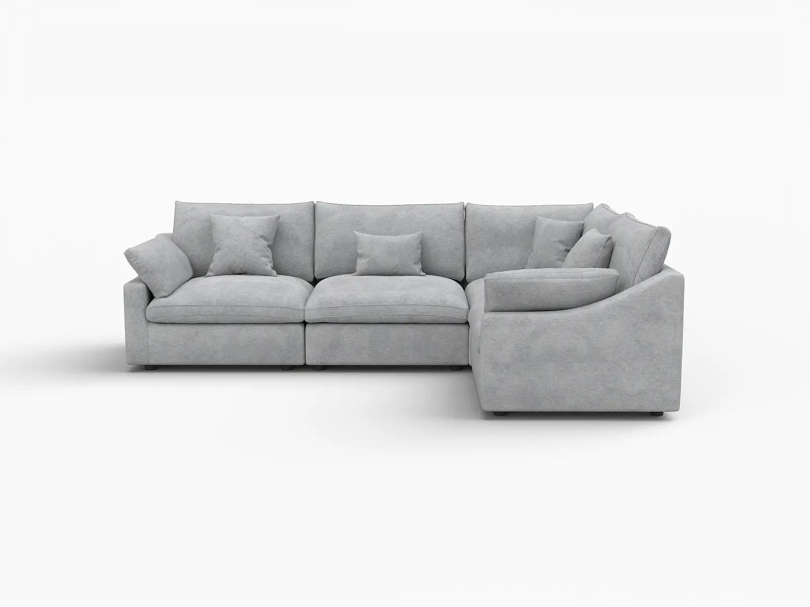 Deluxe Cloud 4-Seater Light Grey Large Space Pit Sectional | 4-Piece, Chenille And Linen Fabric, Easy To Clean