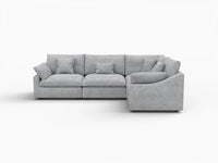 Deluxe Cloud 4-Seater Light Grey Large Space Pit Sectional | 4-Piece, Chenille And Linen Fabric, Easy To Clean