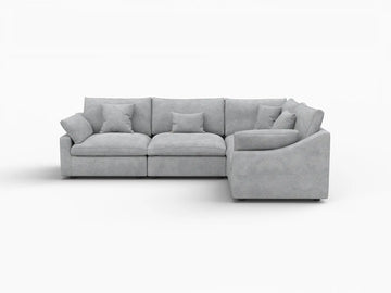 Deluxe Slope Cloud Sectional Sofa Covers | Light Grey Chenille and Linen Sofa Cover for 4-Seater