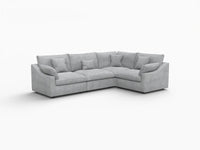 Deluxe Cloud 4-Seater Light Grey Large Space Pit Sectional | 4-Piece, Chenille And Linen Fabric, Easy To Clean