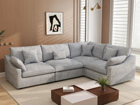 Deluxe Cloud 4-Seater Light Grey Large Space Pit Sectional | 4-Piece, Chenille And Linen Fabric, Easy To Clean