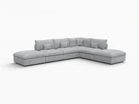 Deluxe Cloud 4-Seater Light Grey Large Space Pit Sectional | 6-Piece (Includes 2 Ottomans), Chenille And Linen Fabric, Easy To Clean