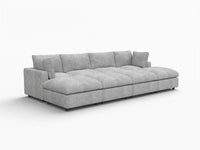 Seccional en L Deluxe Cloud de 4 plazas gris claro | 8 piezas (incluye 4 otomanas), tela de chenilla con mezcla de lino, fundas de cojín lavables