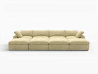 Deluxe Cloud 4-Seater Pit Sectional in Beige Velvet | 8-Piece (Includes 4 Ottomans), Family Room Seating, Easy To Clean, Stylish Design
